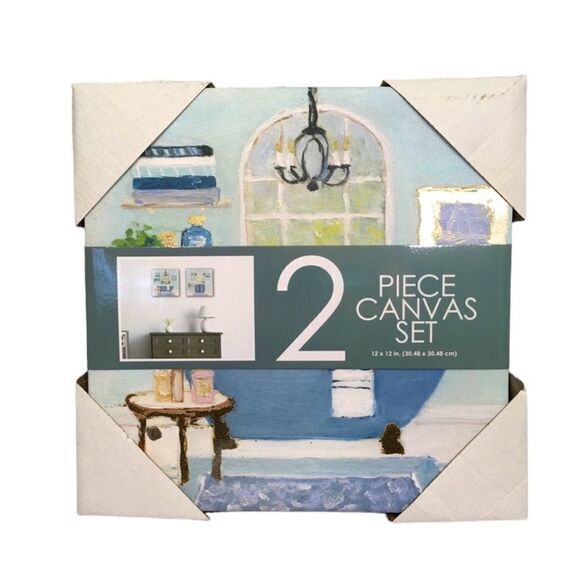 Two piece‎ bathroom canvas set NWT - Picture 1 of 11